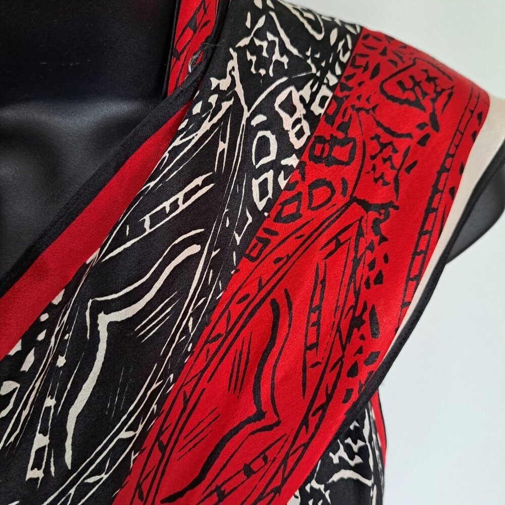 Ugna Scarf Silk Women's Red Black Designer Geometric Luxury Lagenlook Career